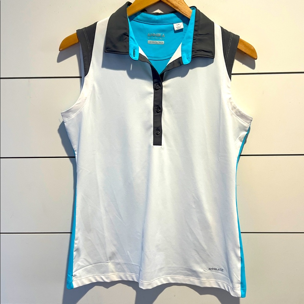 Annika small sleeveless golf polo pickleball tennis active wear . UPF 50